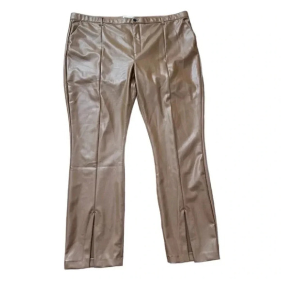 Abercrombie & Fitch Brown Faux Leather The Skinny Ultra High Rise Sz 37/24 NWOT - Picture 1 of 9